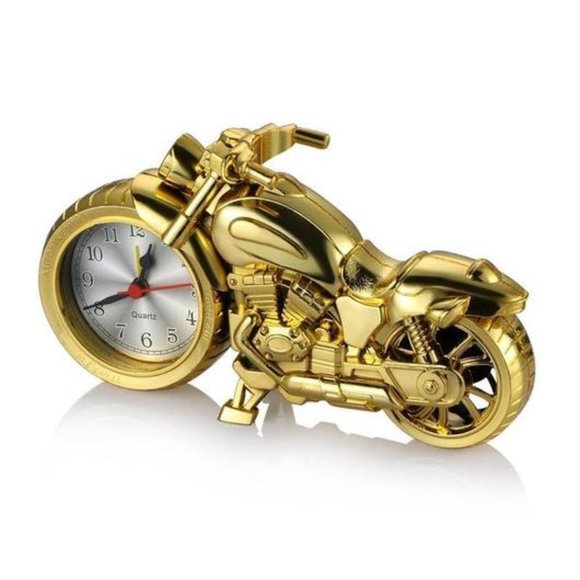 Motorcycle Quartz Alarm Clock GOLD NEW - Picture 1 of 3